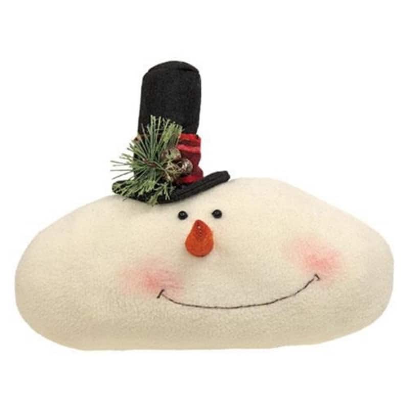 Winter Tartan Snowman Heads Plush Snowman Accents with Weighted Bottoms, 2 Asstd. - 8" high by 10" wide by 4" deep