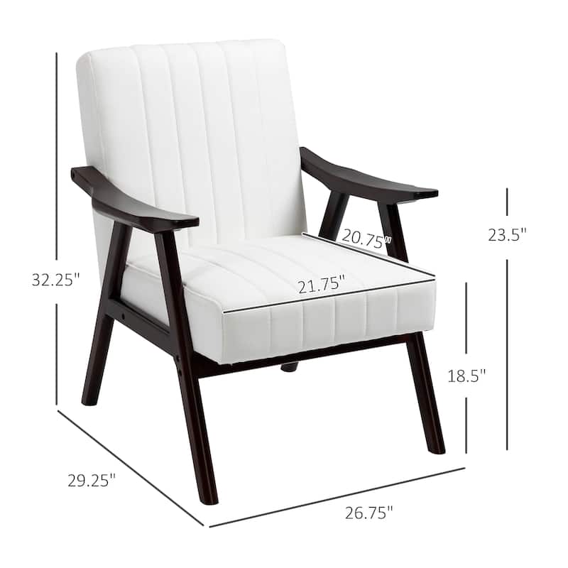 HOMCOM Accent Chair with Softness & Support, Upholstered Arm Chair for Living Room Furniture, Comfy Chair with Wood Legs