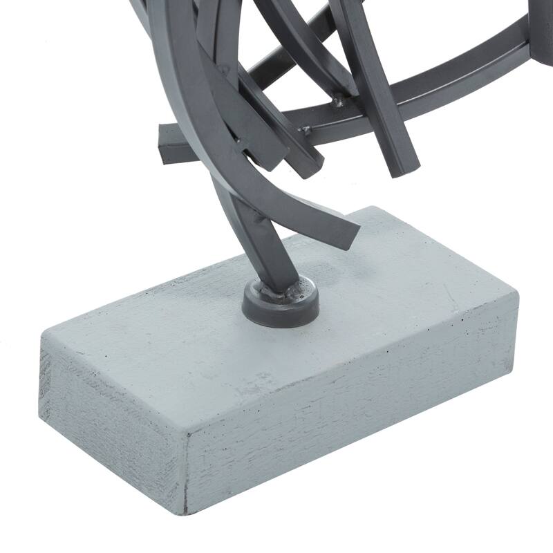 Metal Abstract Sculpture with Marble Base - Gray - Roche River Decor - 7"W x 17"L x 24"H