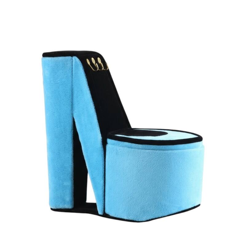 9" Royal Blue Black And Gold Velvet High Heel Jewelry Box