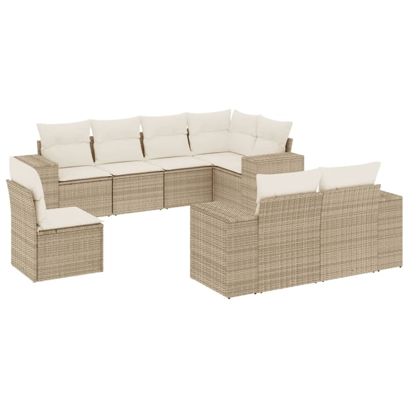 vidaXL Patio Sofa Set with Cushions Outdoor Conversation Furniture Poly Rattan