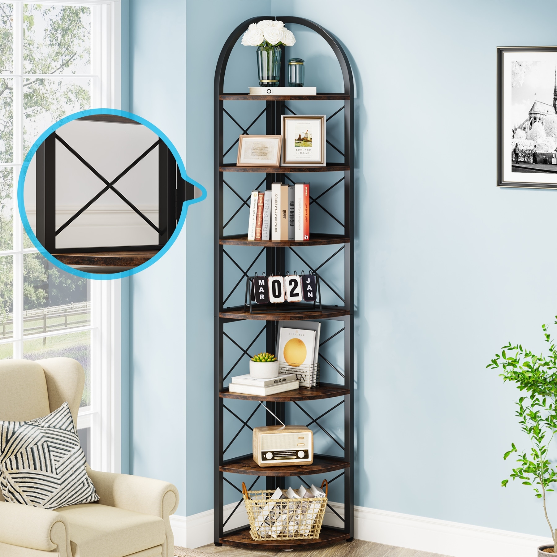 Tribesigns Earlimart 51.57 in. Black Engineered Wood and Metal 4-Shelf  Etagere Bookcase with 12-Cube Storage Organizer TJHD-QP-0052 - The Home  Depot