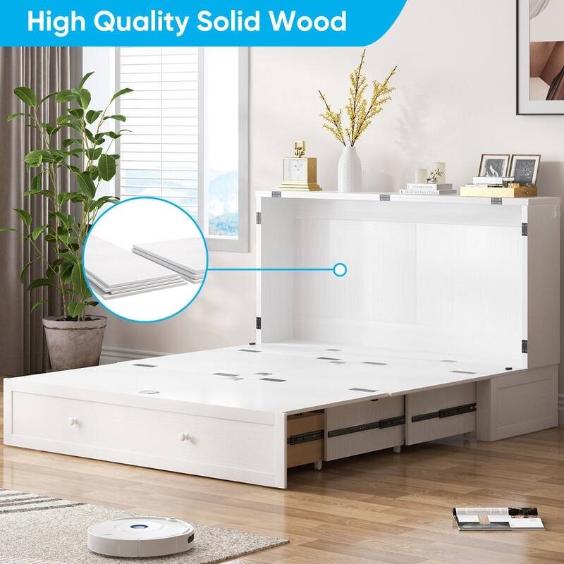 Mixoy Queen Horizontal Murphy Chest Bed with Mattress,Charging Station