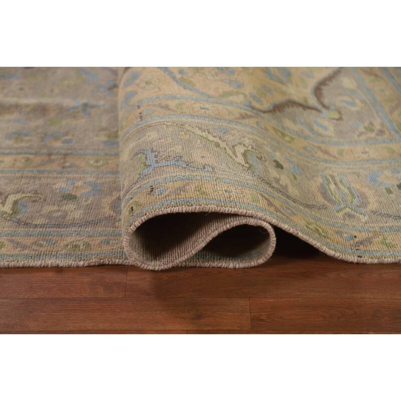 Hand Knotted Oriental 100% Wool Carpet Traditional Medallion Greys & Charcoal Tabriz Area Rug - 10' 11'' X 8' 5''