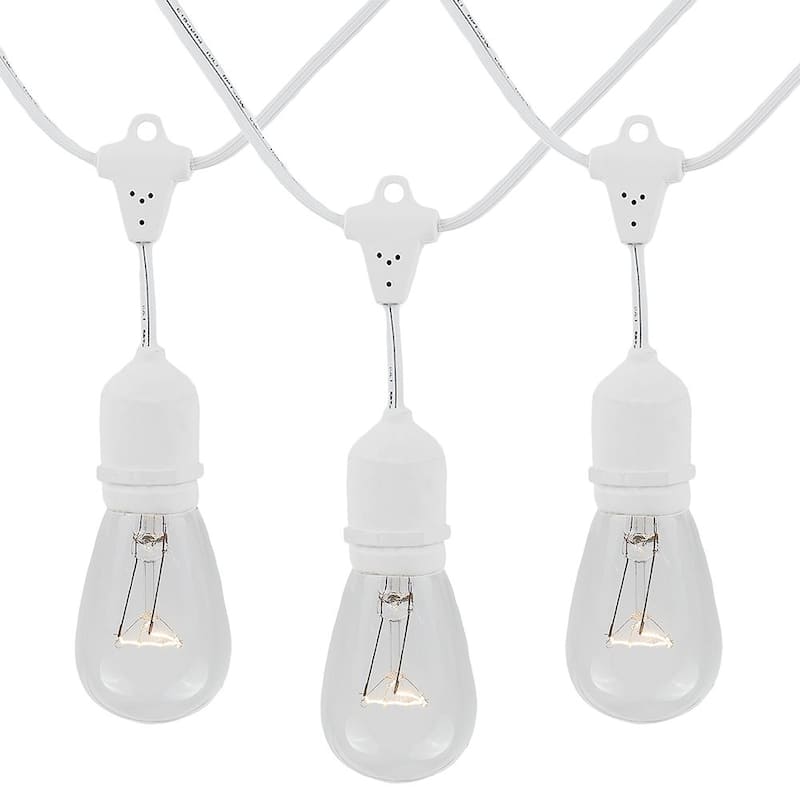 100/330 Foot S14 Edison Outdoor Patio String Lights, Market Lights - White