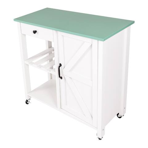 Kitchen Island with Drawers and Cabinet, Kitchen Cart with Wheels