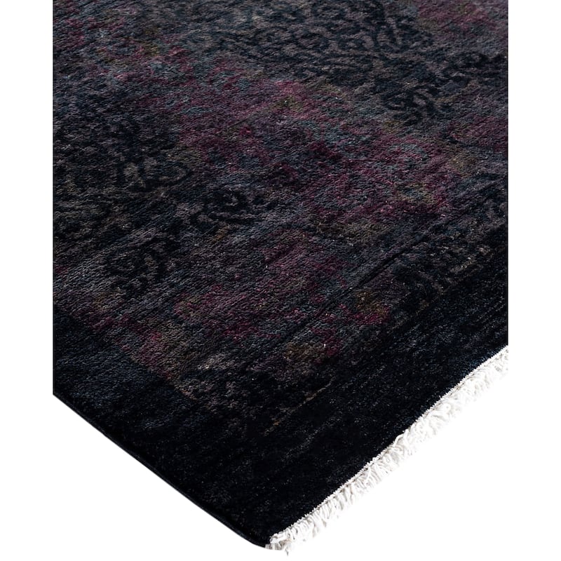 Overdyed One-of-a-Kind Hand-Knotted Area Rug - Black - 12' 1" x 15' 3"