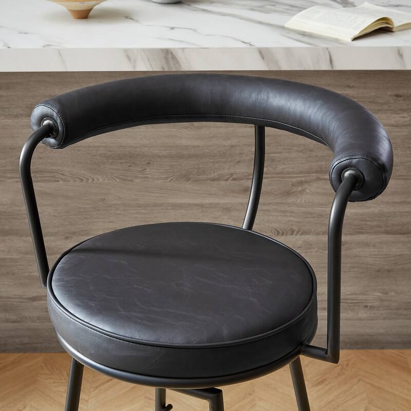 Art Leon Faux Leather Upholstery Swivel Barstool