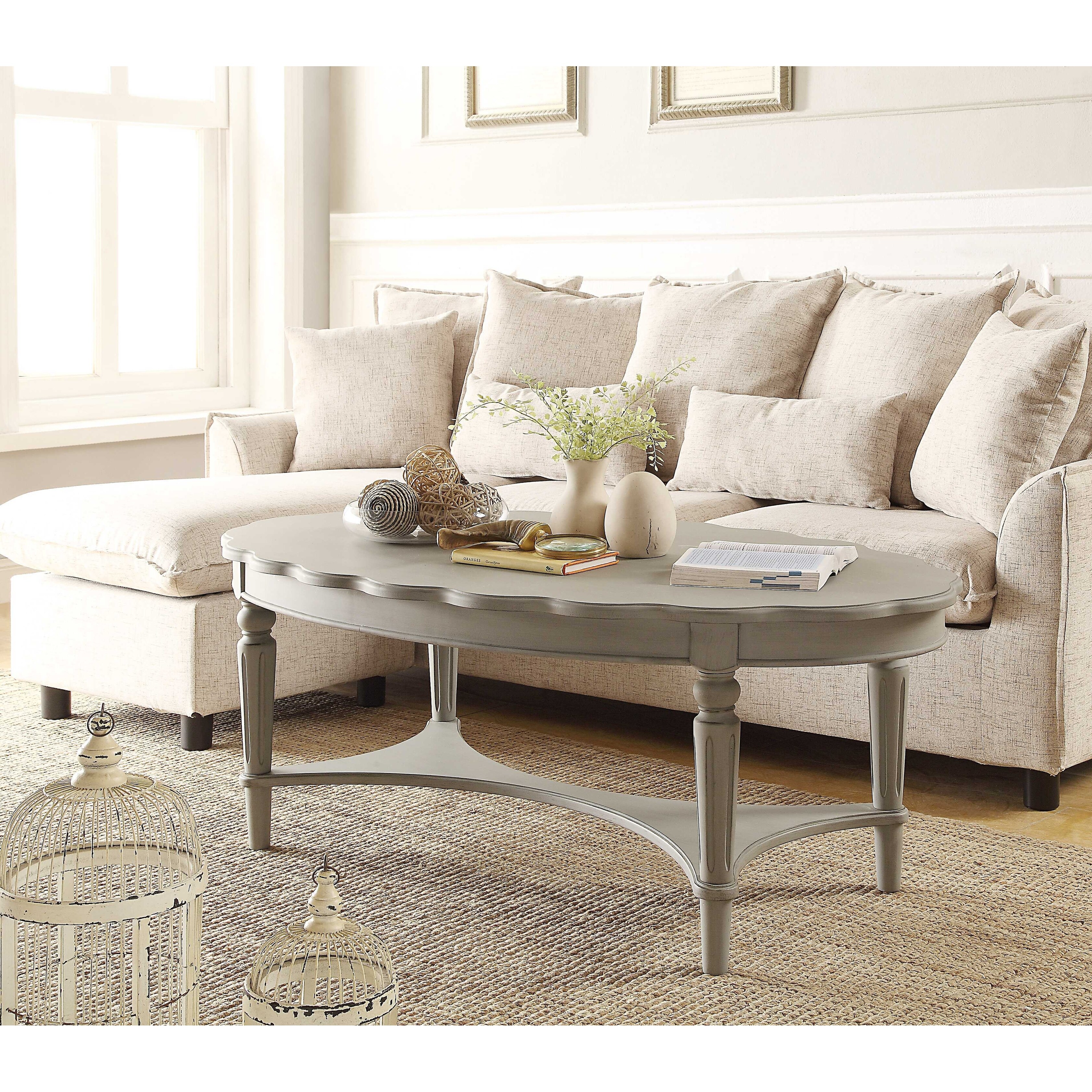 Shop 50 X 28 X 19 Antique White Coffee Table On Sale