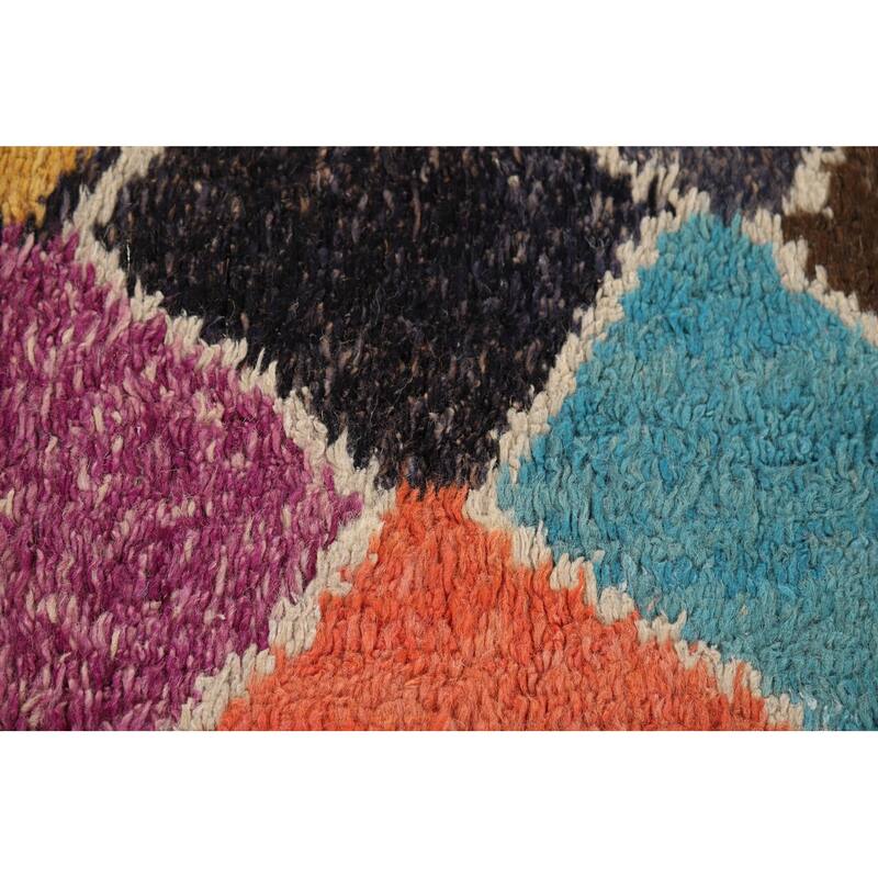 Colorful Plush Moroccan Oriental Area Rug Handmade Wool Carpet - 7'0" x 11'2"