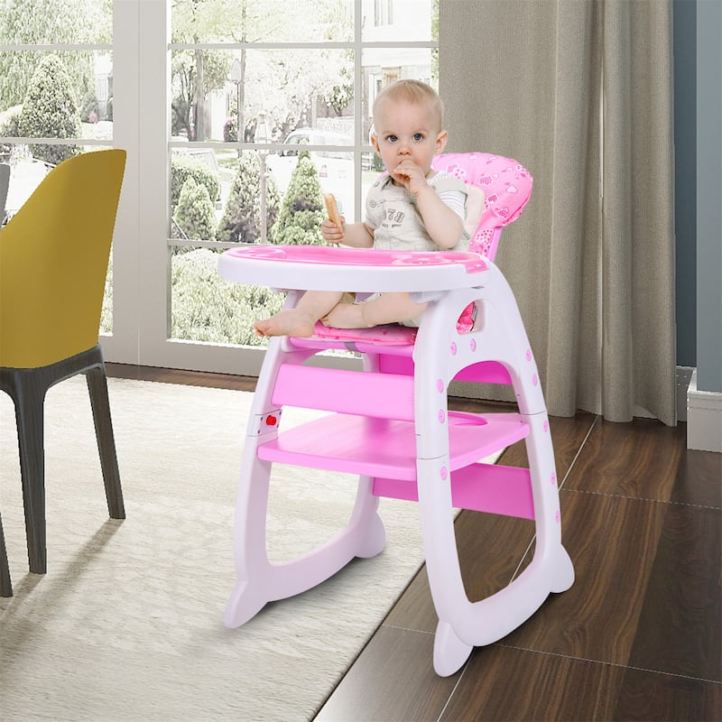 High Chairs Baby Toddler, Table Booster Seat Adjustable W/Tray, Pink