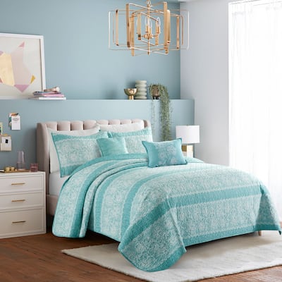 Serenta Emma 5 Piece Printed Quilt Bedspread Coverlet Set