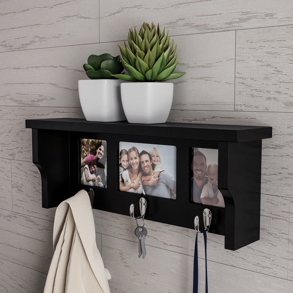 Shelf with best sale hanging hooks