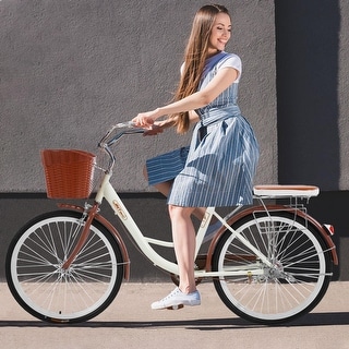 26 Inch 1 Speed Classic Retro Style Bike with Basket and