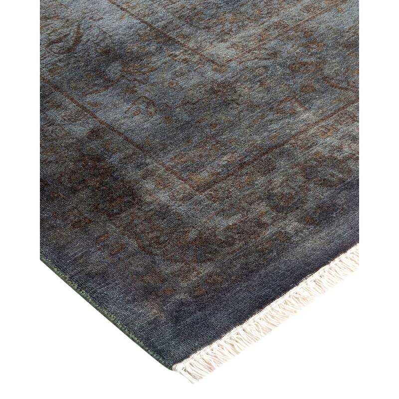 Overton Hand Knotted Wool Vintage Inspired Modern Contemporary Overdyed Gray Area Rug - 9' 2" x 11' 7"