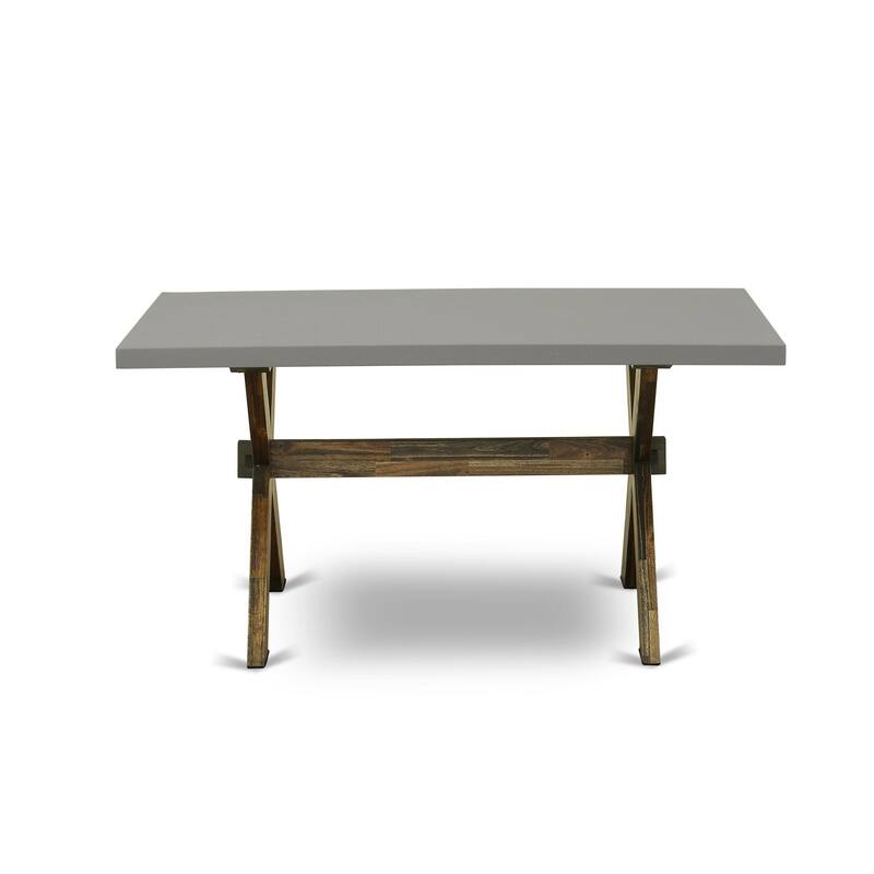 HomeStock 5-Piece Distressed Jacobean Finish Solid Wood Top Dining Table with 4 Parson Chair