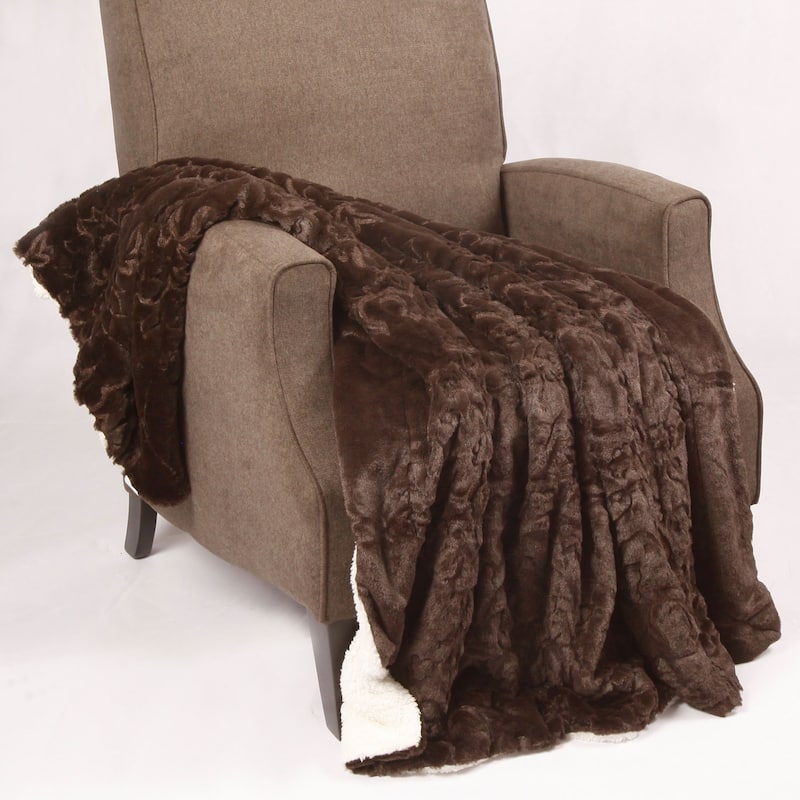 Embroidery Batik FauxFur Sherpa Throw Blanket