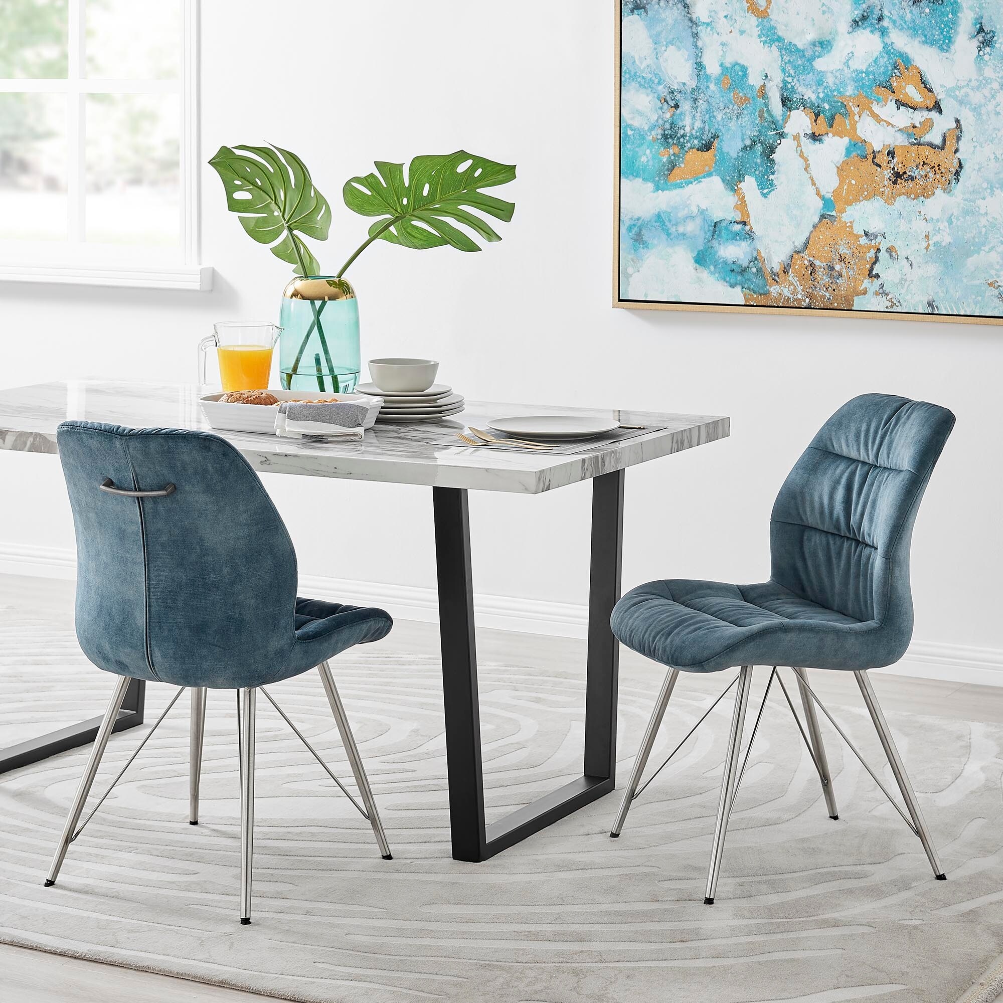 Pair of warwick fabric dining chairs best sale