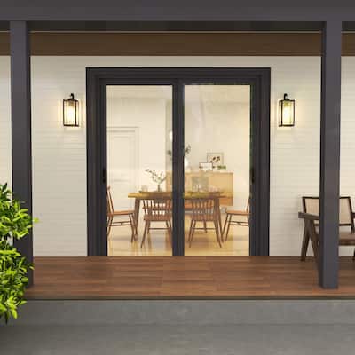 1-Light Outdoor Metal Matte Black Wall Sconce 2 Pack