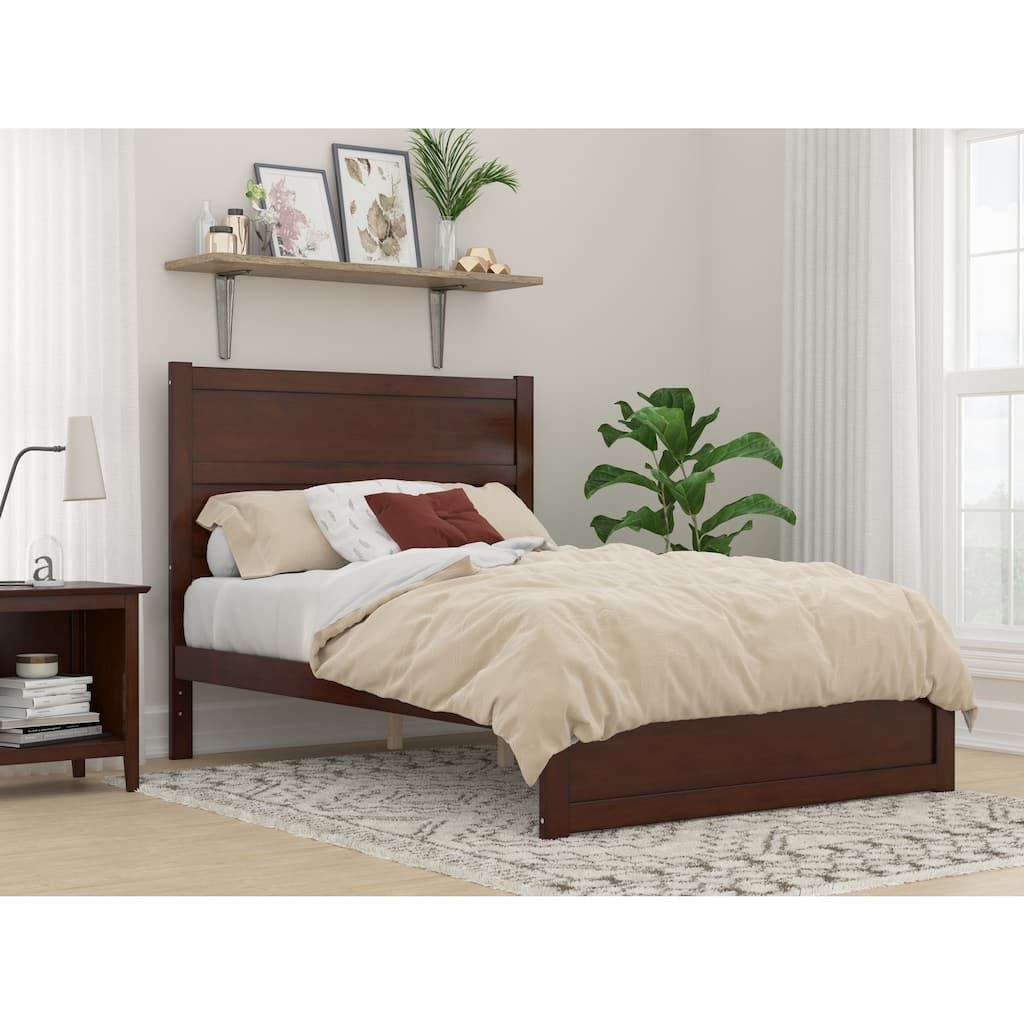 Full Bed with Footboard - Rococo Romance Platform Bed - Walnut Finish - Modern Classic Design