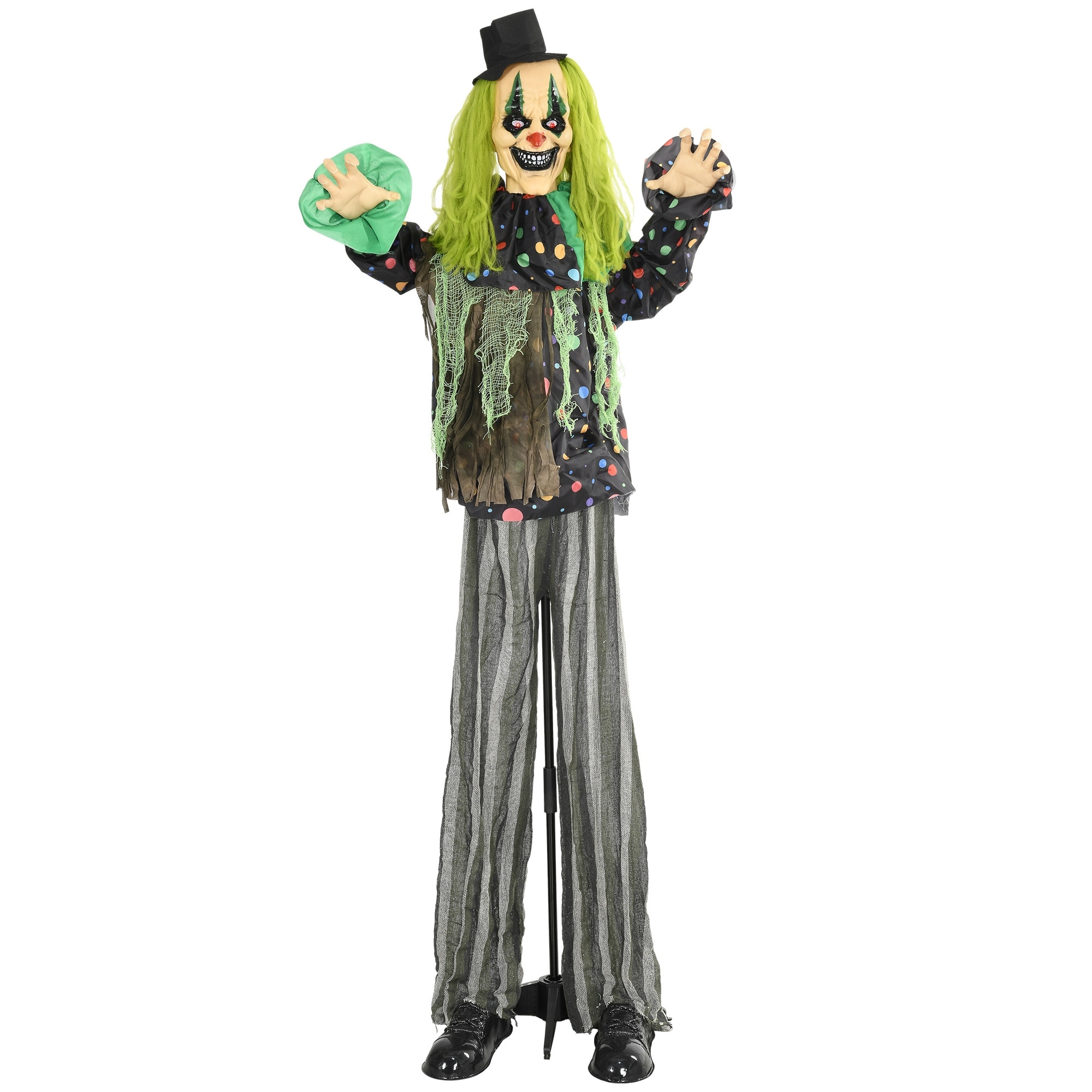 HOMCOM 6.1' Life Size Outdoor Halloween Decoration, Animatronic Circus Clown, Sound and Motion Activated Animated Prop