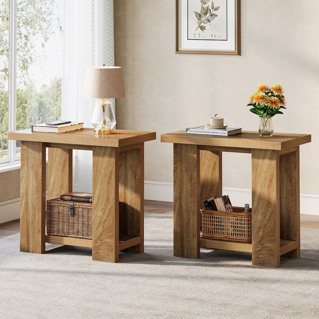 25.59'' Tall End Table with Open Shelf for Narrow Space