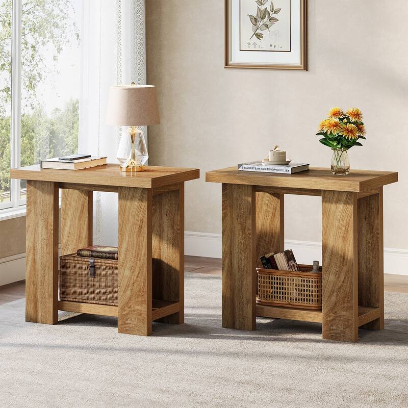 25.59'' Tall End Table with Open Shelf for Narrow Space