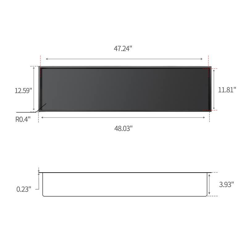 Stainless Steel 18 Gauge Black Rectangular Recessed Shower Niche-48"x12.6"