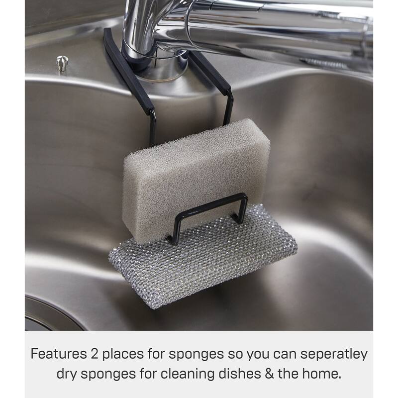 Yamazaki Home Faucet-Hanging Sponge Holder - Two Sizes, Steel, Double - L 6.3 x W 2.36 x H 6.1 inches