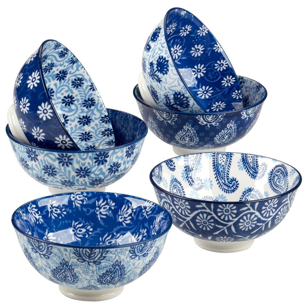 Certified International Carnival Blue Set of 6 All Purpose Bowl 4.75" 6 asst - 4.75" Diam x 2.25"