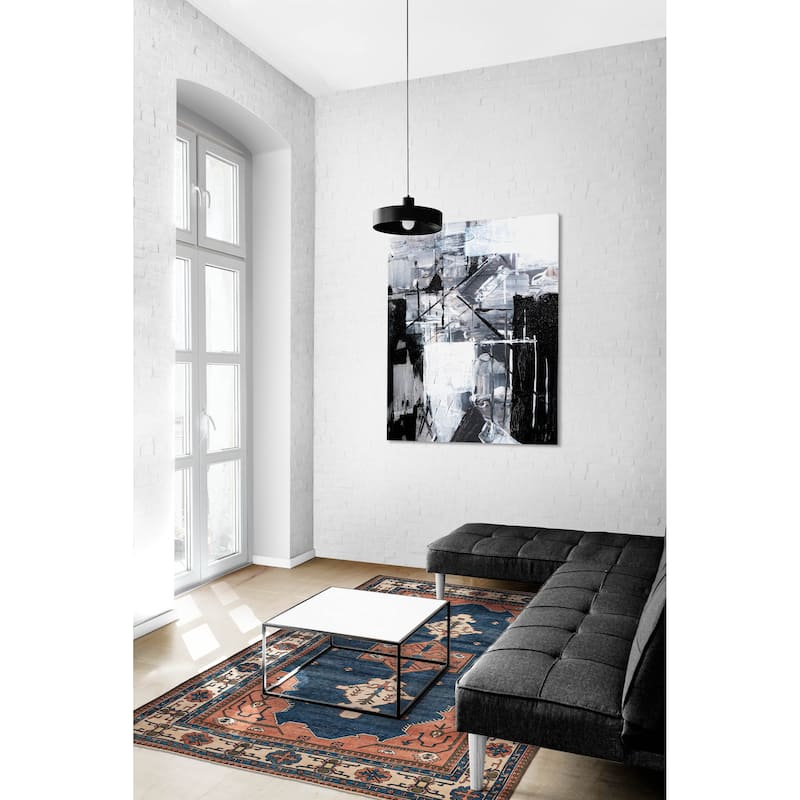 ECARPETGALLERY Hand-knotted Melis Vintage Dark Blue Wool Rug - 7'4 x 10'4