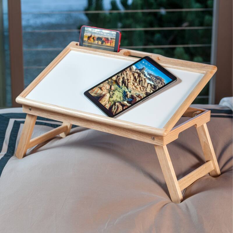 Arlo Breakfast Tray with Flip Top Natural and White Finish
