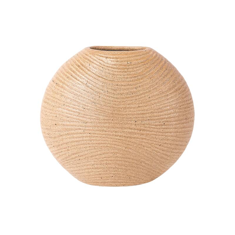 Aria Home Tan Speckled Ceramic Vase Modern Decorative Home Accent - Tan
