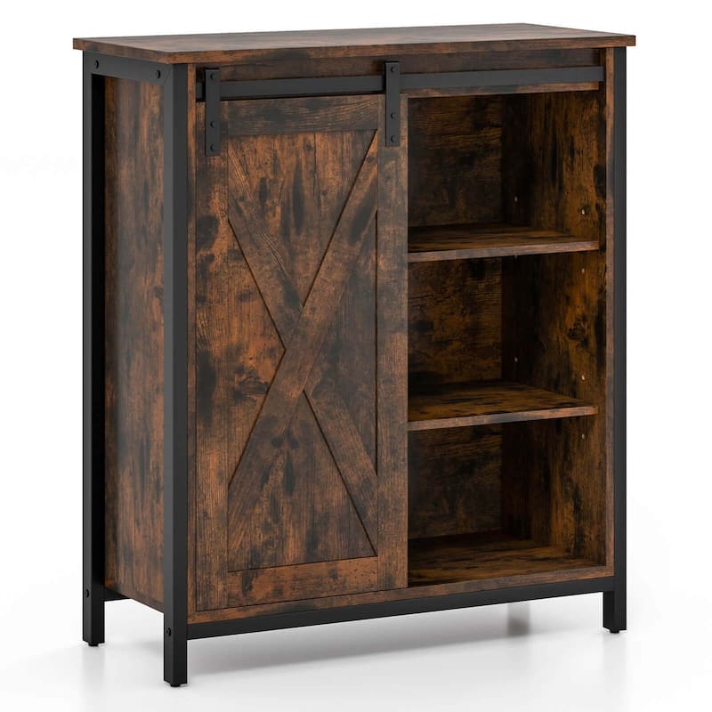 Costway 32" Farmhouse Accent Storage Cabinet with Sliding Barn Door & - See Details