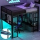 preview thumbnail 18 of 32, Full Metal Gaming Loft Bed with LED, Desk & Drawers Black