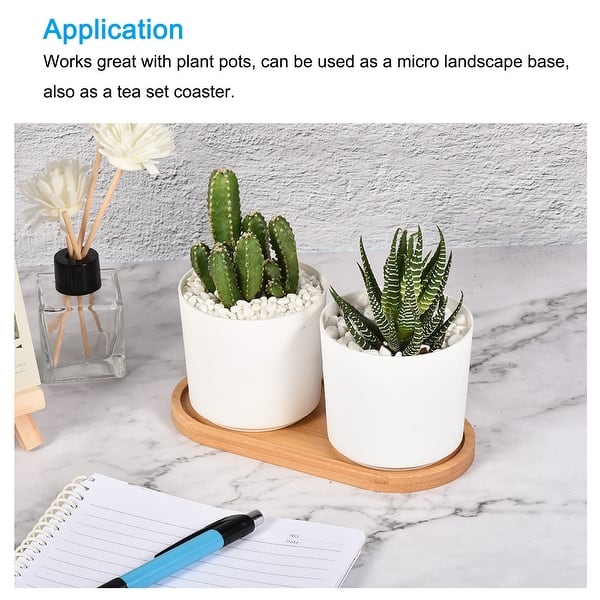 Plant Pot Saucer, 4 Pack 16.7x8cm Bamboo Oval Flower Drip Tray Indoors -  Natural Wooden Color - Bed Bath & Beyond - 35771777
