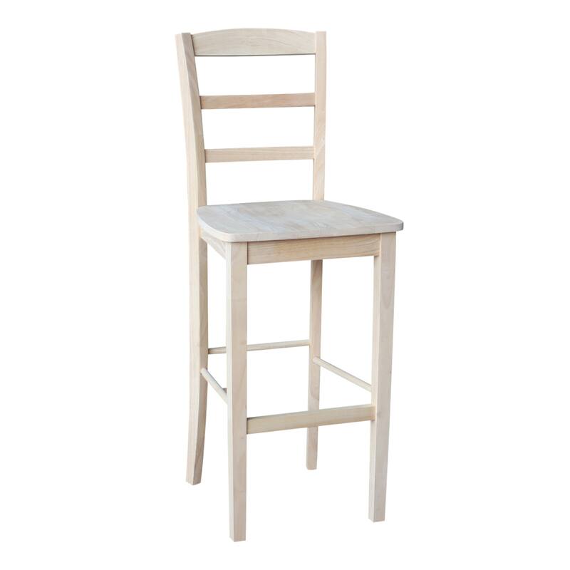 30" Round Pedestal Bar Height Table with 2 Madrid Stools - Unfinished - 3 Piece Set
