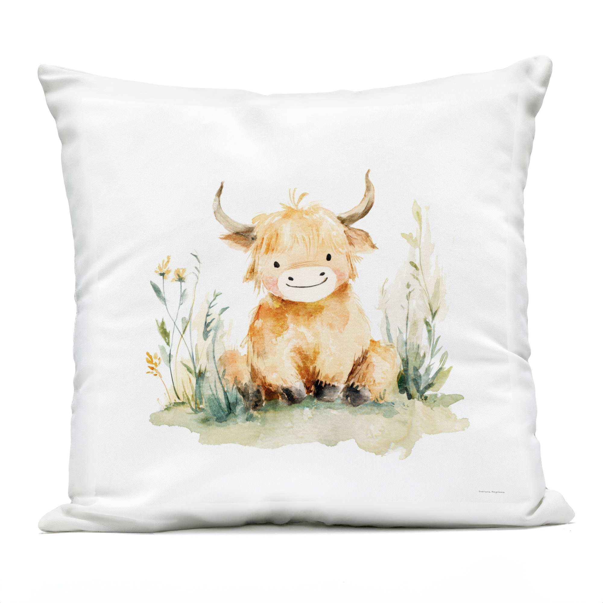 Stupell Little Highland Calf Printed Outdoor Throw Pillow Design by Svetlana Aleynikova