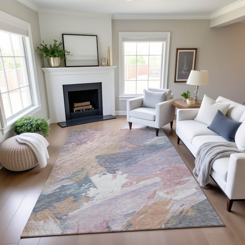 Premium Washable Super Soft Contemporary Brush Mayfield Rug - Pink - 10' x 14'
