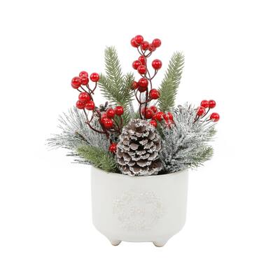 Xmas Mix in Joy Wreath Ceramic Pot