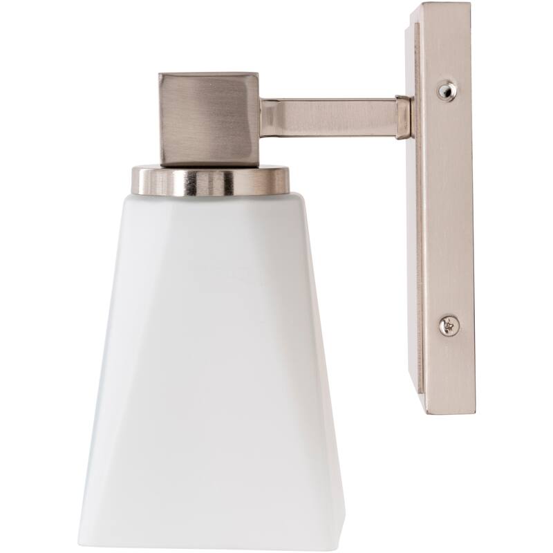 Hadlee Modern Nickle & Frosted Glass Wall Sconce - 8.75"H x 4.25"W x 6"D