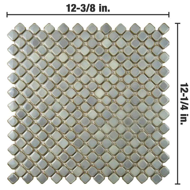Merola Tile Hudson Diamond Grey Eye 12-1/4" x 12-3/8" Porcelain Floor and Wall Tile