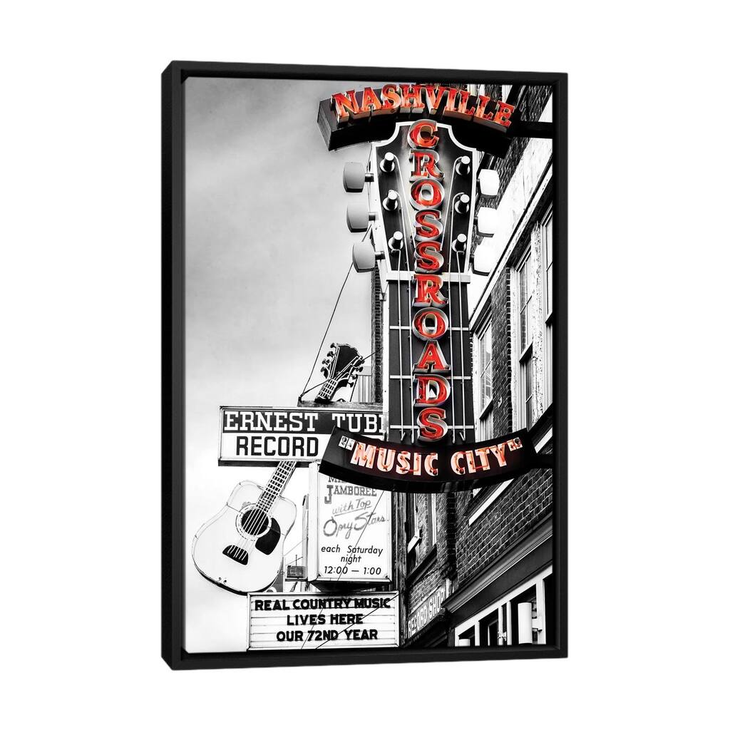iCanvas "Nashville Music City Red" by Susanne Kremer Framed Canvas Print