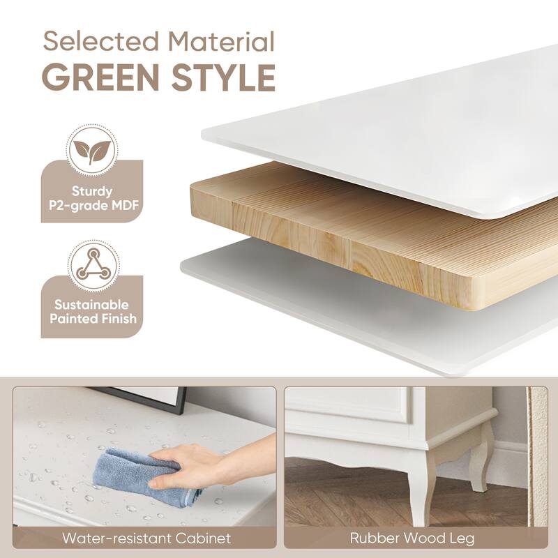 Modern 5-Drawer Dresser with Solid Wood Legs