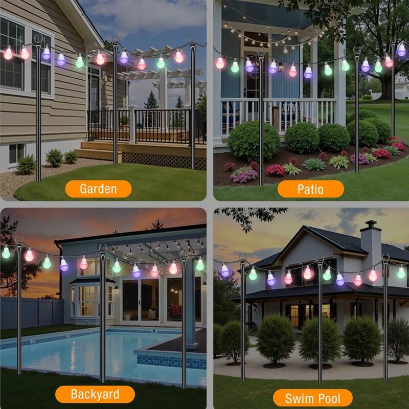 4-Pack 10FT String Light Poles for Patio, Deck & Garden Use