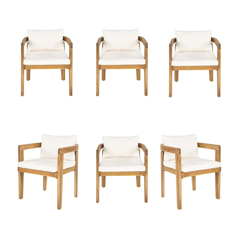 Christopher Knight Home - Acacia Wood Outdoor Patio Dining Chair Set with Cushions