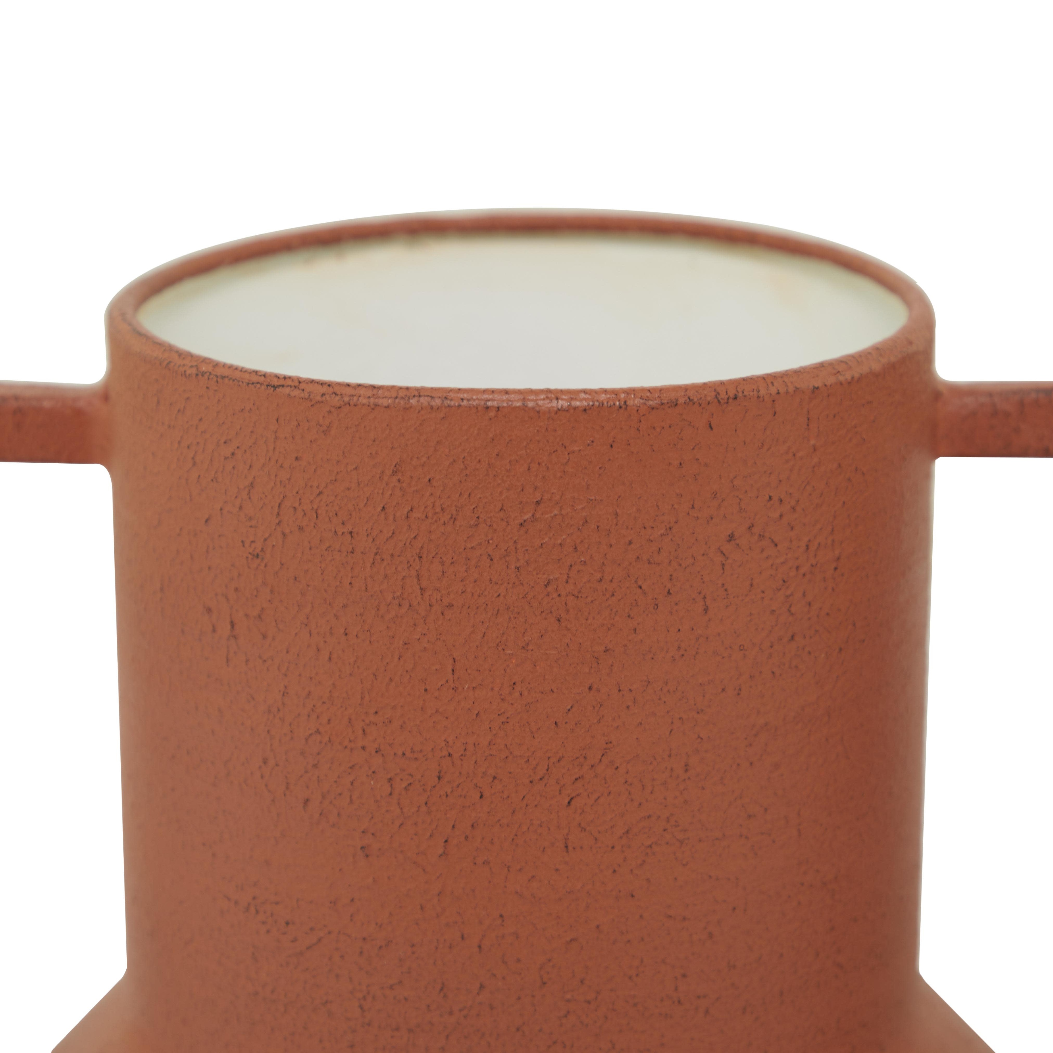 Orange Metal Decorative Vase with Handles (Set of 2)