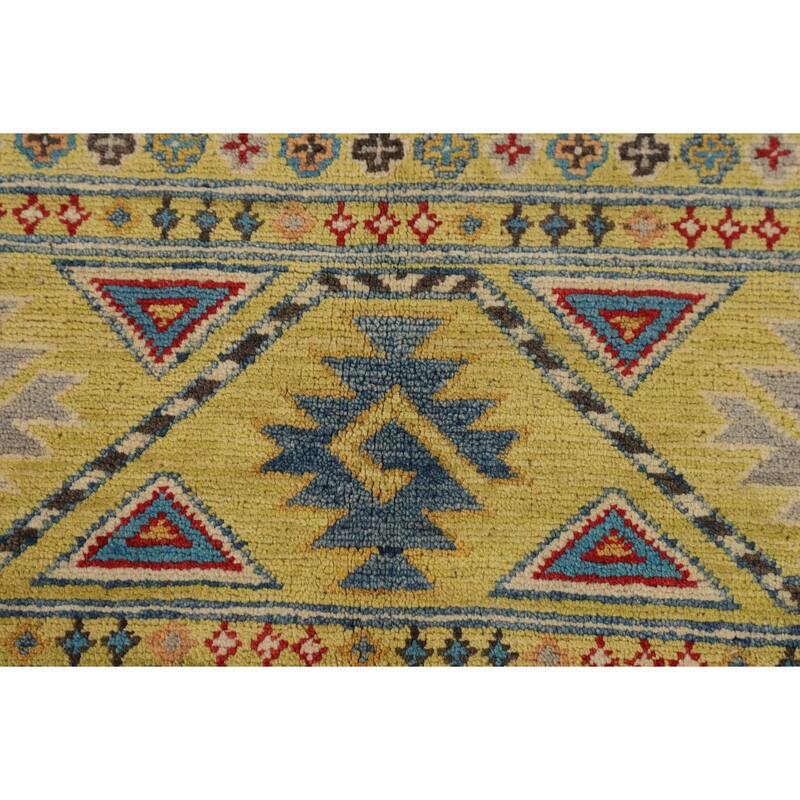 Yellow Kazak Oriental Area Rug Handmade Wool Carpet - 5'10" x 8'0"