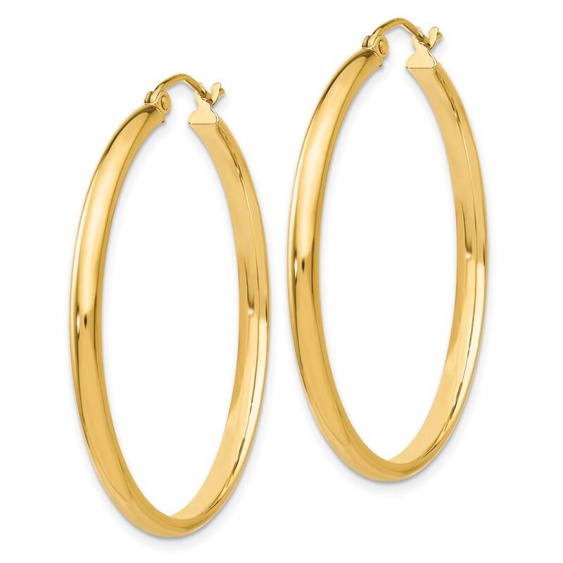 Curata 14k Yellow Gold 2.75x37mm Polished Hoop Earrings