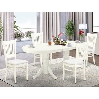 East West Furniture Dinette Set- an Oval Dining Table with and Linen Fabric Chairs, Linen White(Seat Type & Pieces Options)